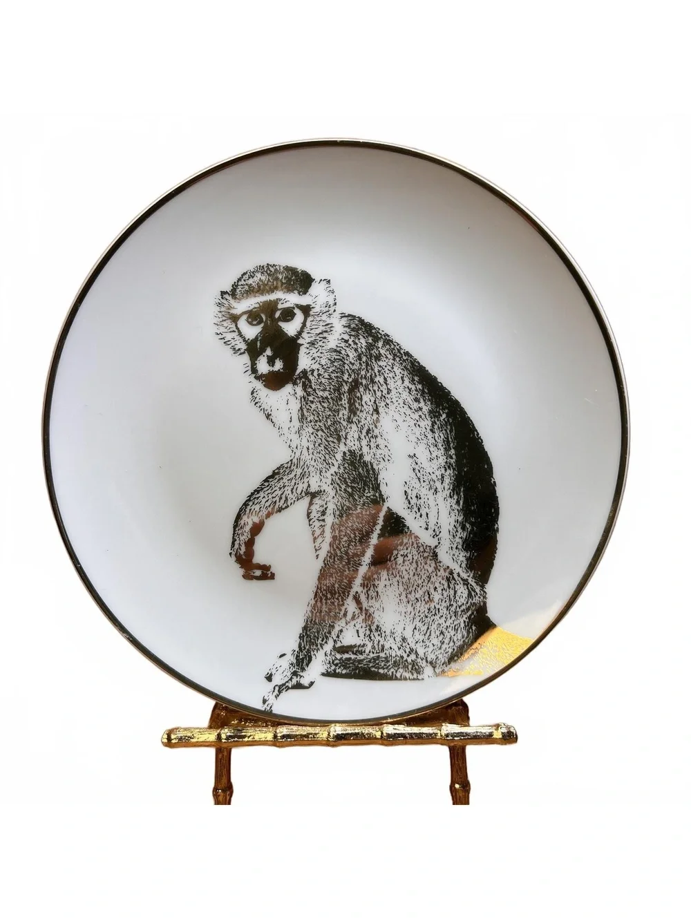 Set of 4 Safari Animal Plates with Real Gold Trim in Round Box